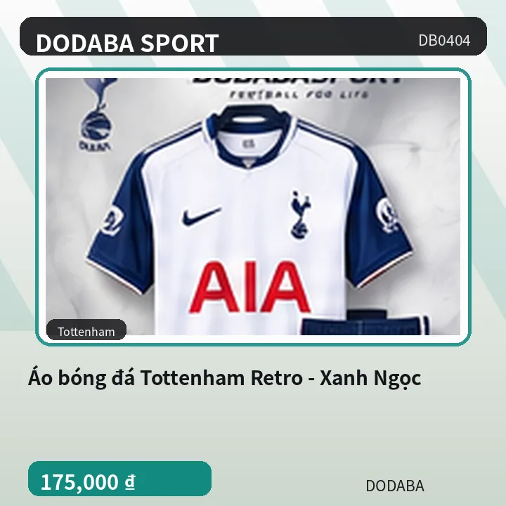 Áo bóng đá Tottenham Retro - Xanh Ngọc