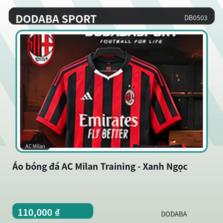 Áo bóng đá AC Milan Training - Xanh Ngọc