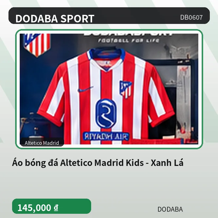 Áo bóng đá Altetico Madrid Kids - Xanh Lá