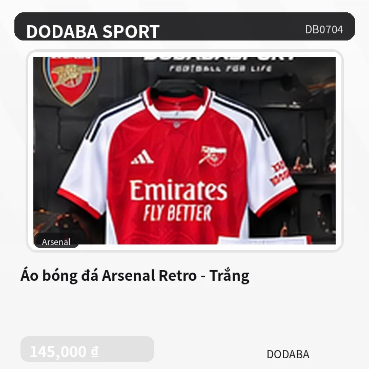 Áo bóng đá Arsenal Retro - Trắng