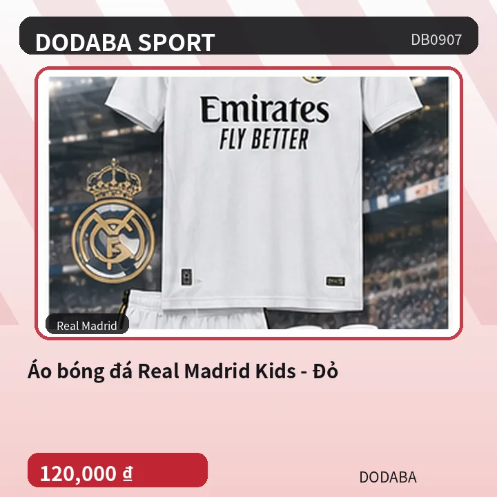 Áo bóng đá Real Madrid Kids - Đỏ