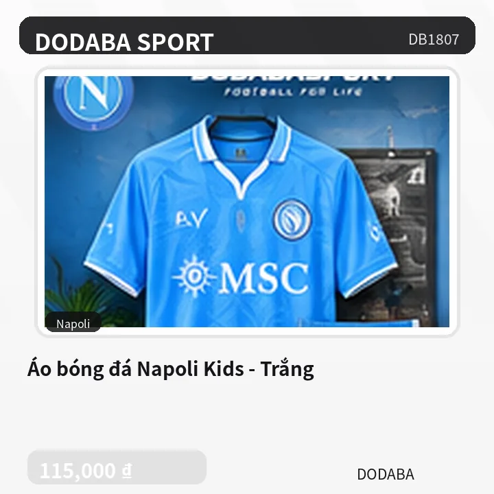 Áo bóng đá Napoli Kids - Trắng