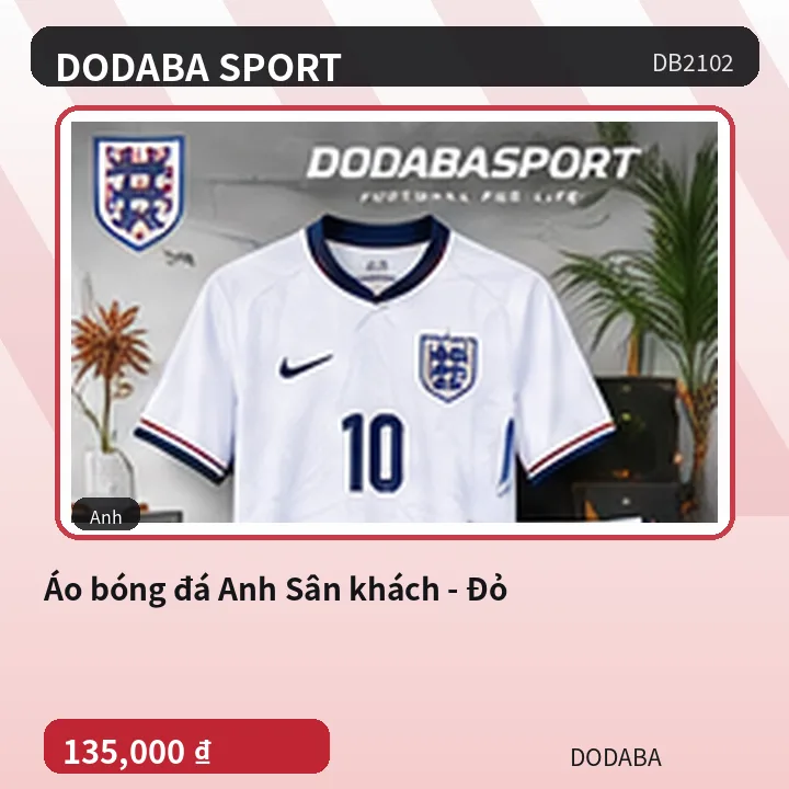 Áo bóng đá Anh Sân khách - Đỏ