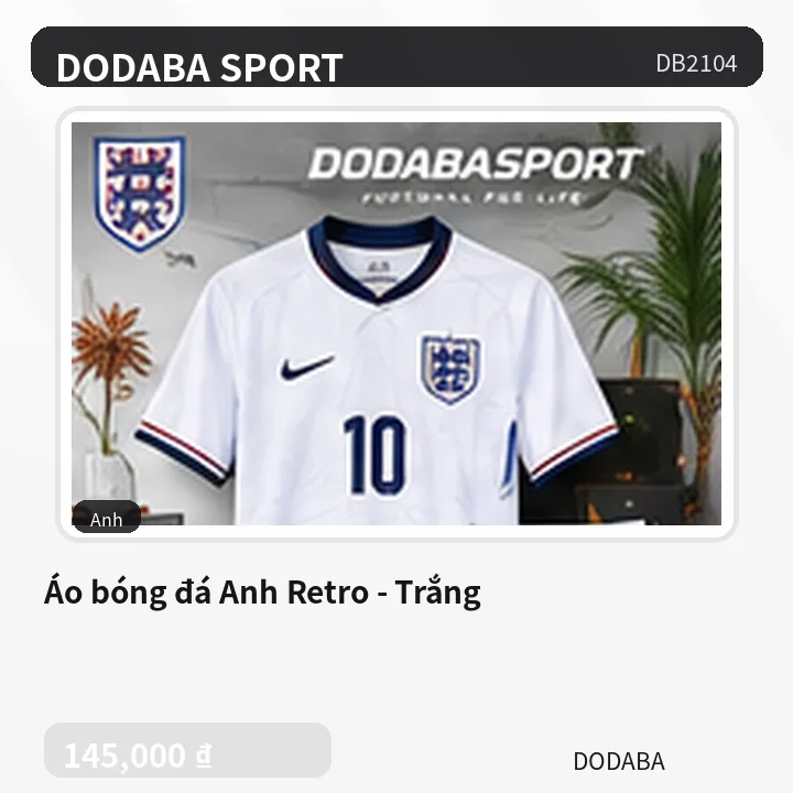 Áo bóng đá Anh Retro - Trắng