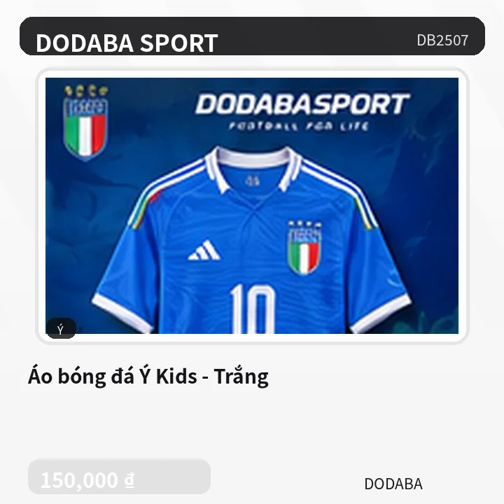 Áo bóng đá Ý Kids - Trắng