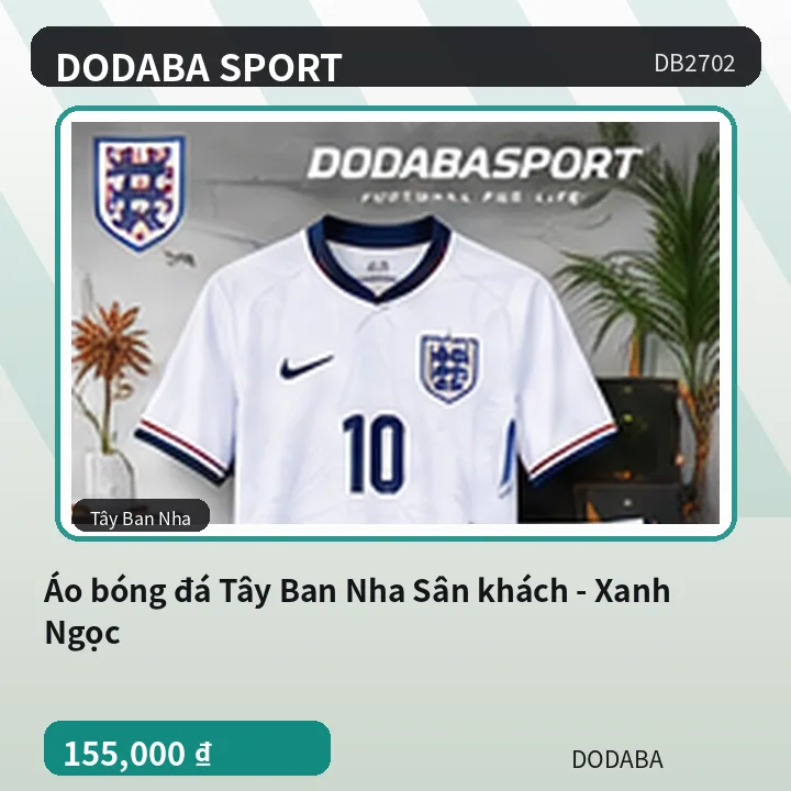 Áo bóng đá Tây Ban Nha Sân khách - Xanh Ngọc