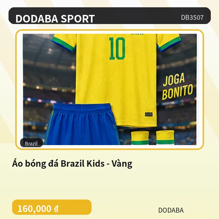 Áo bóng đá Brazil Kids - Vàng