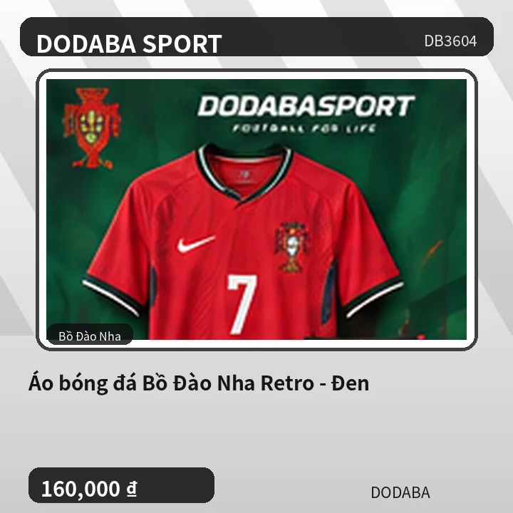 Áo bóng đá Bồ Đào Nha Retro - Đen